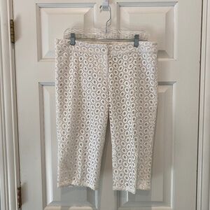 Tibi white eyelet lace capri cropped pants 16230